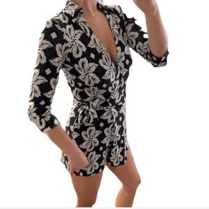 DVF Black & White Floral Romper